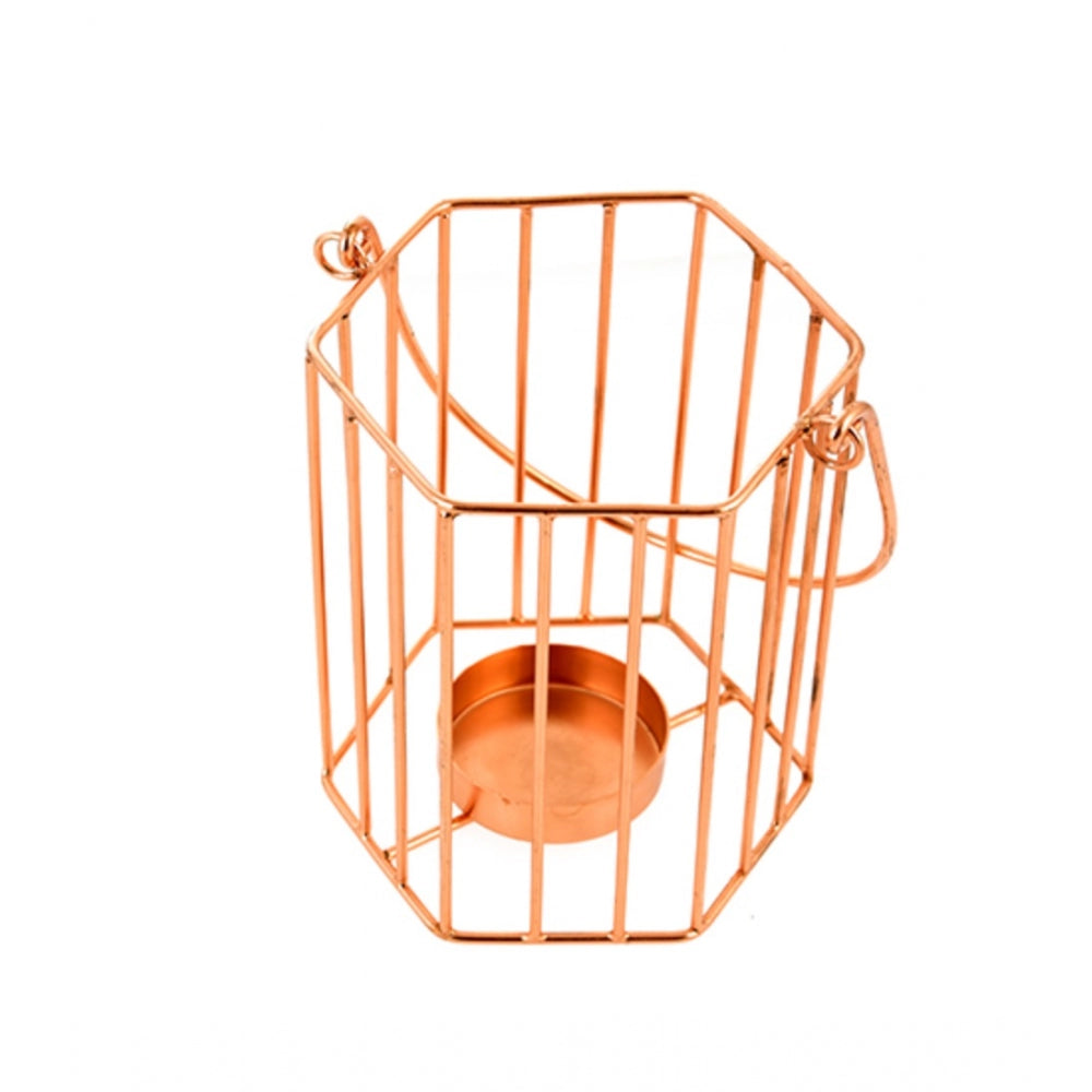 PKR Kart Metal Tea Light Candle Holder (Rose Gold)