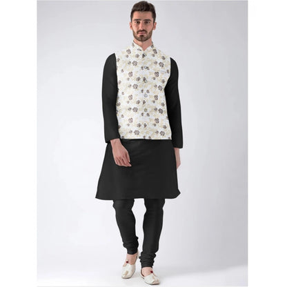 PKRKART Men's Jacquard Printed Full Sleeve Waistcoat (Beige)