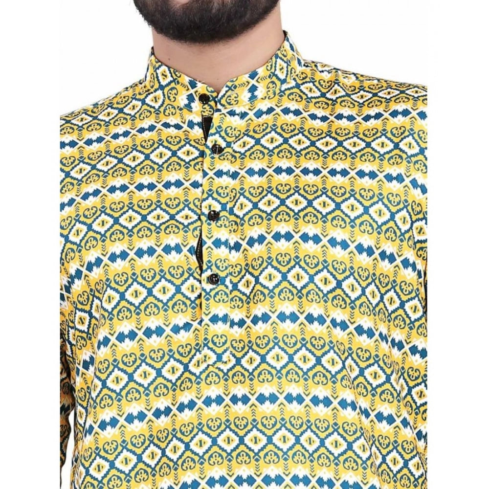 PKRKART Men's Cotton Blended Printed Full Sleeve Shortkurta (Multicolor)