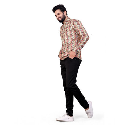 PKRKART Men's Cotton Blended Printed Full Sleeve Shortkurta (Multicolor)