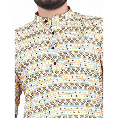 PKRKART Men's Cotton Blended Printed Full Sleeve Shortkurta (Multicolor)