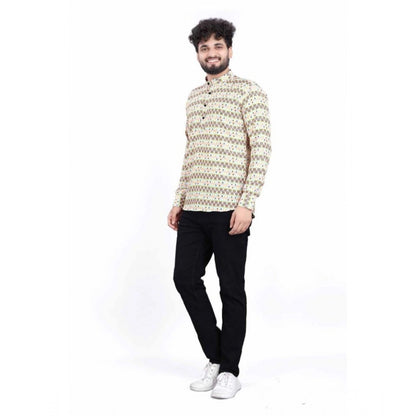 PKRKART Men's Cotton Blended Printed Full Sleeve Shortkurta (Multicolor)
