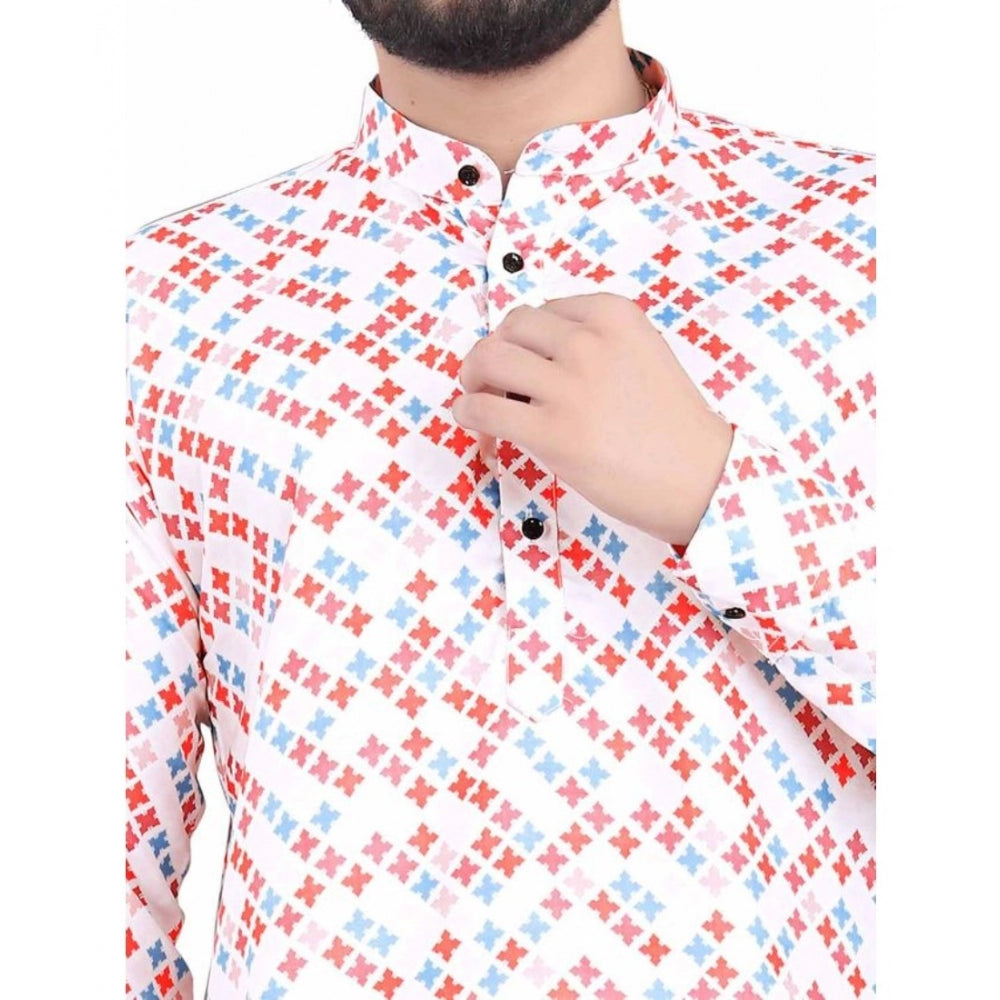 PKRKART Men's Cotton Blended Printed Full Sleeve Shortkurta (Multicolor)