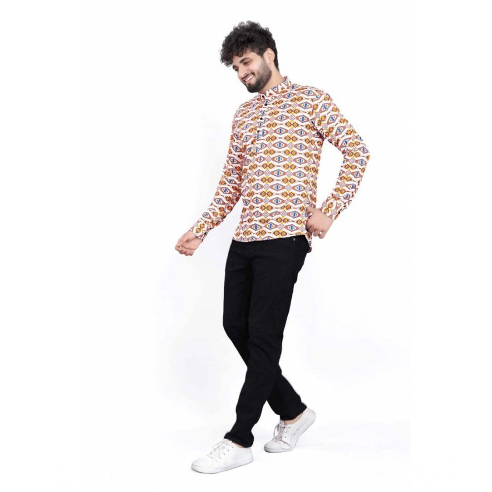 PKRKART Men's Cotton Blended Printed Full Sleeve Shortkurta (Multicolor)