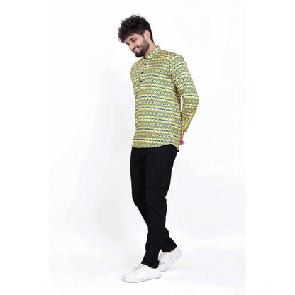PKRKART Men's Cotton Blended Printed Full Sleeve Shortkurta (Multicolor)