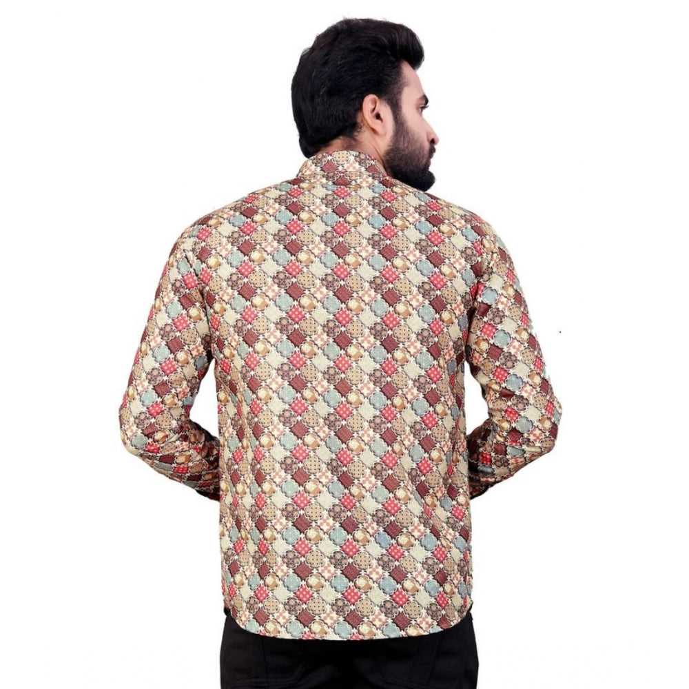 PKRKART Men's Cotton Blended Printed Full Sleeve Shortkurta (Multicolor)