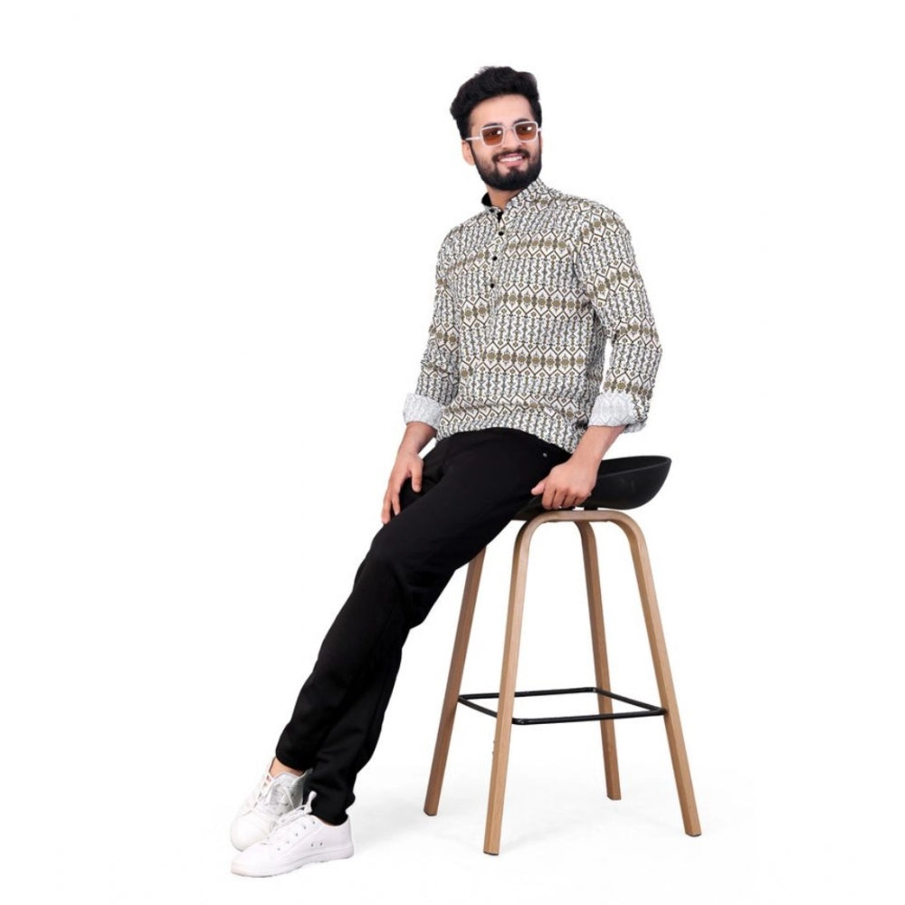 PKRKART Men's Cotton Blended Printed Full Sleeve Shortkurta (Multicolor)