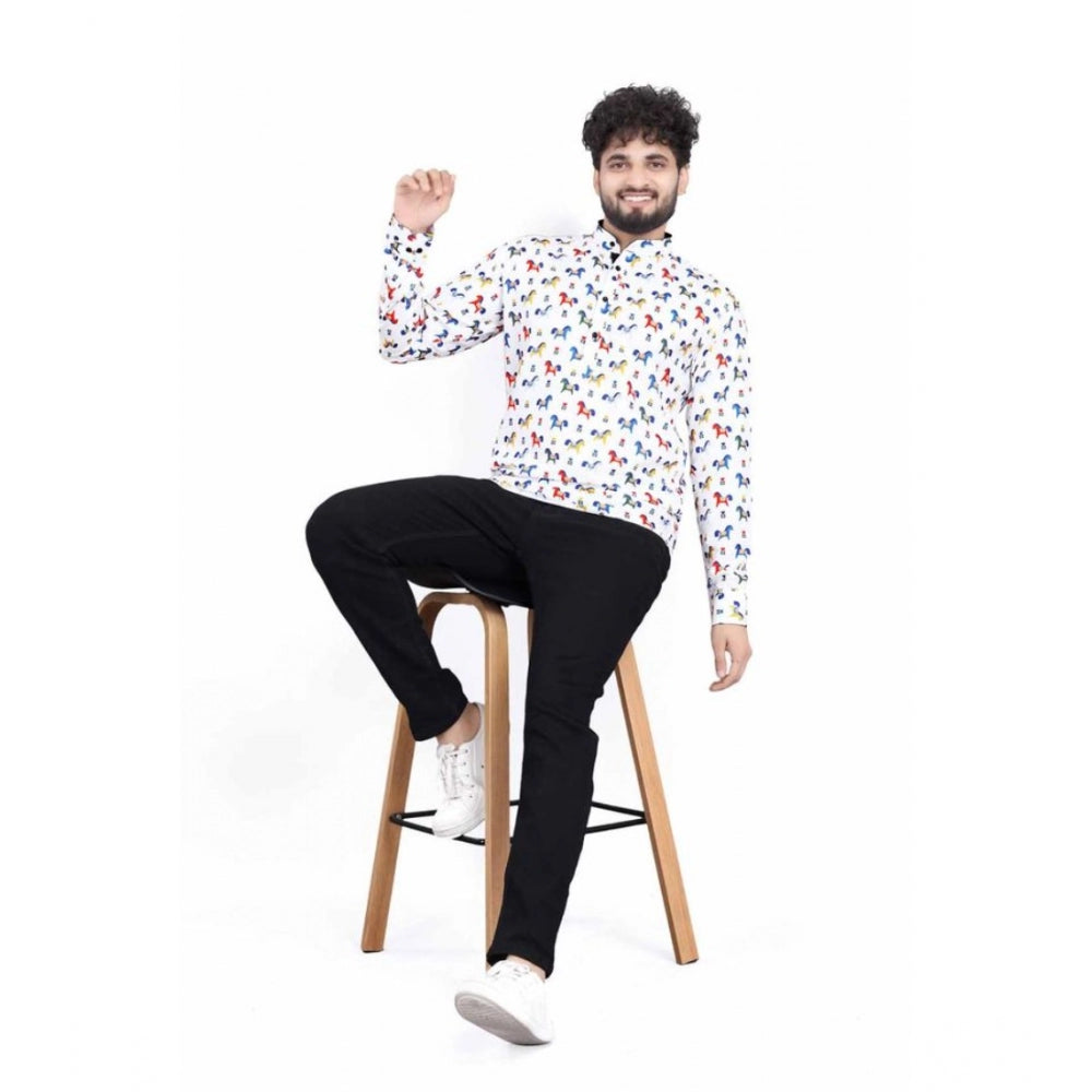 PKRKART Men's Cotton Blended Printed Full Sleeve Shortkurta (Multicolor)