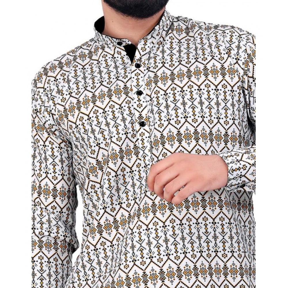 PKRKART Men's Cotton Blended Printed Full Sleeve Shortkurta (Multicolor)