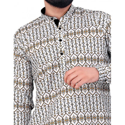 PKRKART Men's Cotton Blended Printed Full Sleeve Shortkurta (Multicolor)