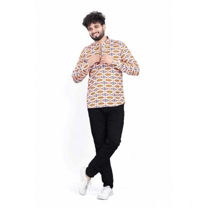 PKRKART Men's Cotton Blended Printed Full Sleeve Shortkurta (Multicolor)