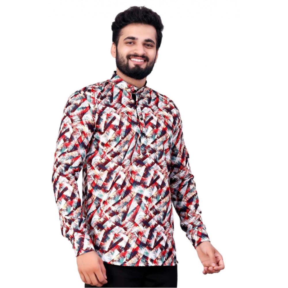 PKRKART Men's Cotton Blended Printed Full Sleeve Shortkurta (Multicolor)