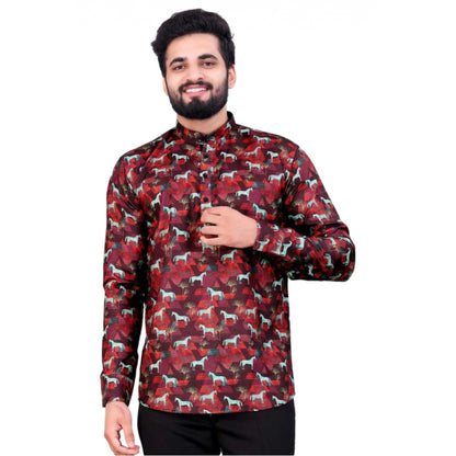 PKRKART Men's Cotton Blended Printed Full Sleeve Shortkurta (Multicolor)