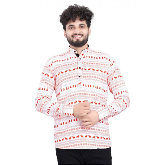 PKRKART Men's Cotton Blended Printed Full Sleeve Shortkurta (Multicolor)