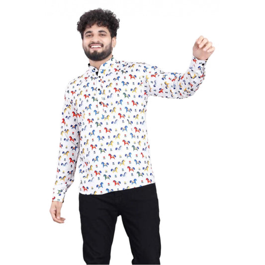 PKRKART Men's Cotton Blended Printed Full Sleeve Shortkurta (Multicolor)