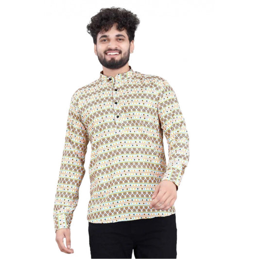 PKRKART Men's Cotton Blended Printed Full Sleeve Shortkurta (Multicolor)