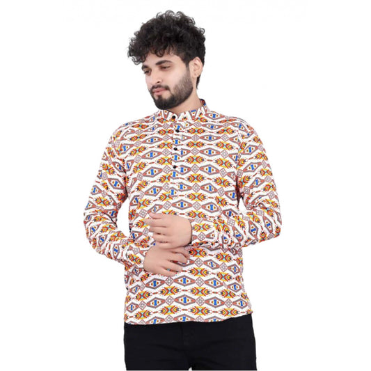 PKRKART Men's Cotton Blended Printed Full Sleeve Shortkurta (Multicolor)