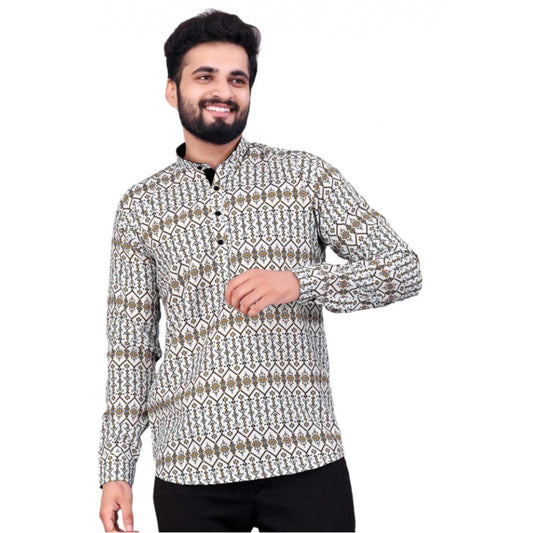 PKRKART Men's Cotton Blended Printed Full Sleeve Shortkurta (Multicolor)