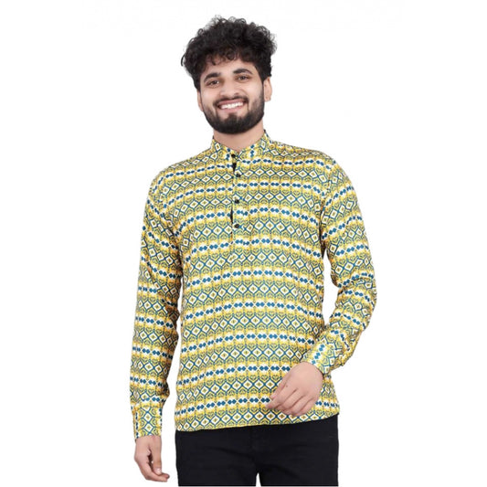 PKRKART Men's Cotton Blended Printed Full Sleeve Shortkurta (Multicolor)