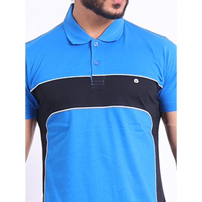 PKRKART Men's Casual Cotton Printed Polo Neck Half Sleeve T-Shirt (Inkblue)