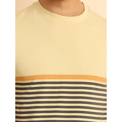 PKRKART Men's Casual Cotton Printed Round Neck Half Sleeve T-Shirt (Brown)