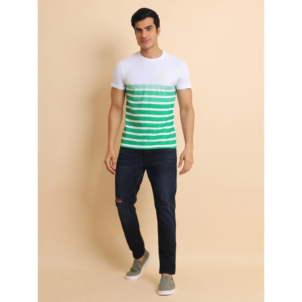 PKRKART Men's Casual Cotton Printed Round Neck Half Sleeve T-Shirt (Green)