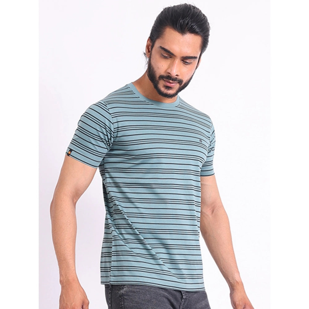 PKRKART Men's Casual Cotton Printed Round Neck Half Sleeve T-Shirt (Gery)