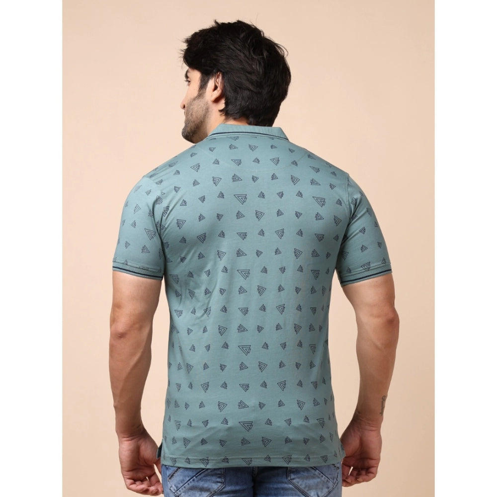 PKRKART Men's Casual Cotton Printed Polo Neck Half Sleeve T-Shirt (Grey)