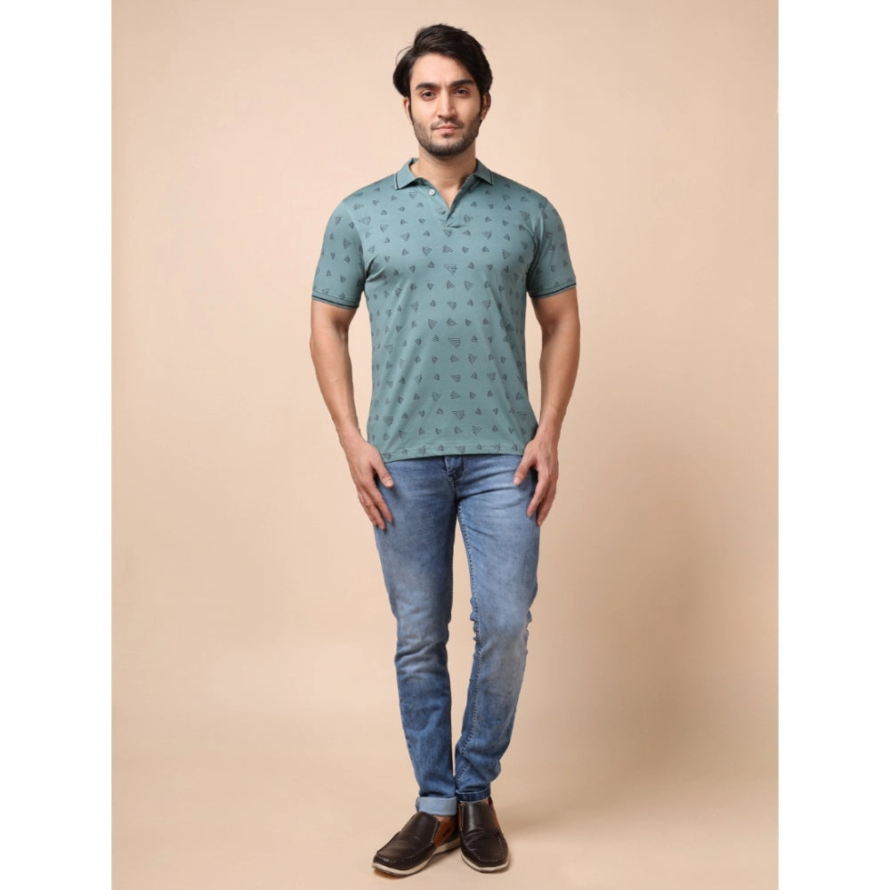 PKRKART Men's Casual Cotton Printed Polo Neck Half Sleeve T-Shirt (Grey)