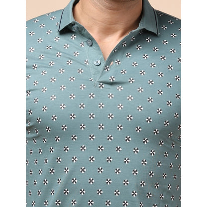 PKRKART Men's Casual Cotton Printed Polo Neck Half Sleeve T-Shirt (Grey)