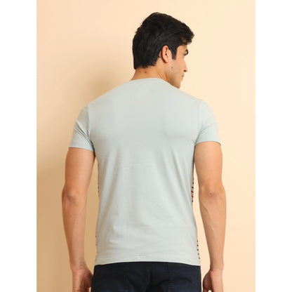 PKRKART Men's Casual Cotton Printed Round Neck Half Sleeve T-Shirt (Grey)
