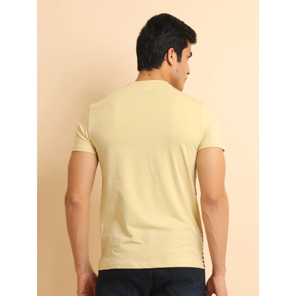 PKRKART Men's Casual Cotton Printed Round Neck Half Sleeve T-Shirt (Brown)