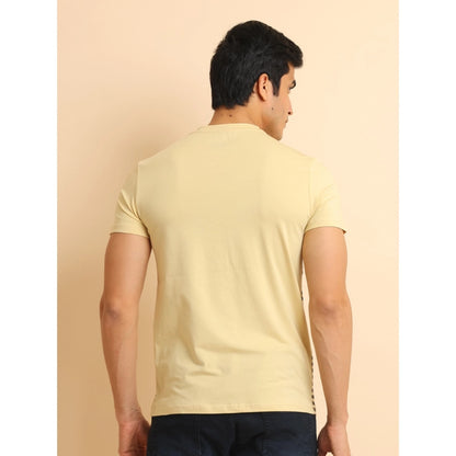 PKRKART Men's Casual Cotton Printed Round Neck Half Sleeve T-Shirt (Brown)