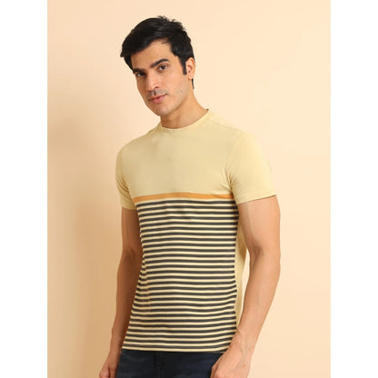 PKRKART Men's Casual Cotton Printed Round Neck Half Sleeve T-Shirt (Brown)