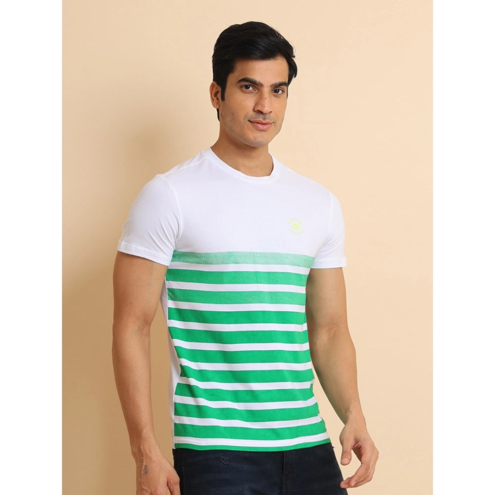 PKRKART Men's Casual Cotton Printed Round Neck Half Sleeve T-Shirt (Green)
