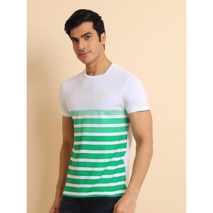 PKRKART Men's Casual Cotton Printed Round Neck Half Sleeve T-Shirt (Green)