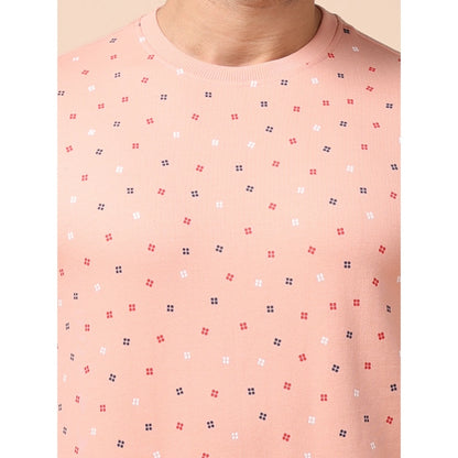 PKRKART Men's Casual Cotton Printed Round Neck Full Sleeve Sweat T-Shirt (Peach)