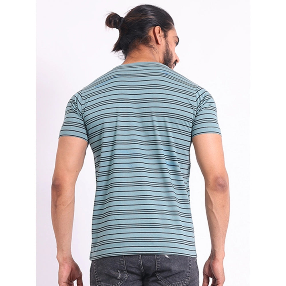 PKRKART Men's Casual Cotton Printed Round Neck Half Sleeve T-Shirt (Gery)