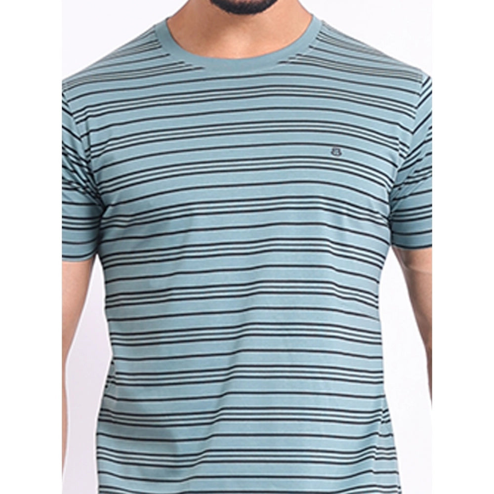 PKRKART Men's Casual Cotton Printed Round Neck Half Sleeve T-Shirt (Gery)