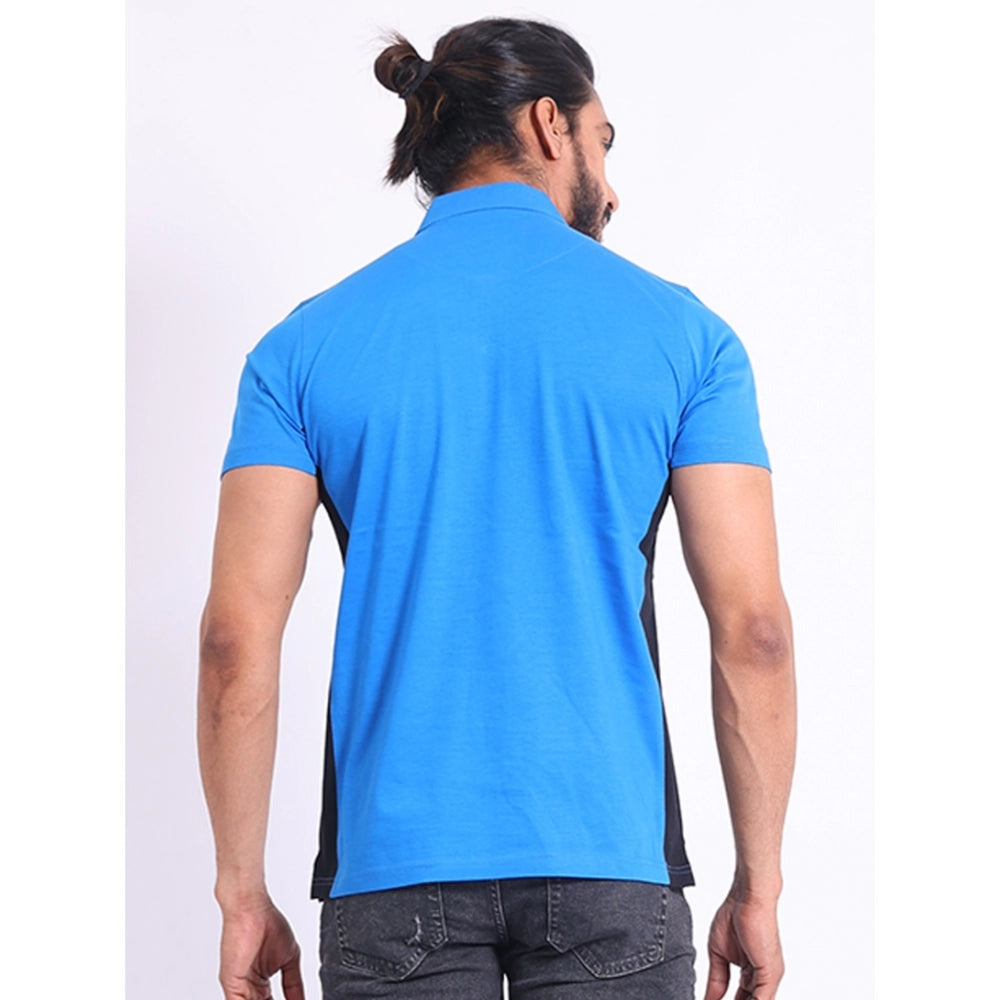PKRKART Men's Casual Cotton Printed Polo Neck Half Sleeve T-Shirt (Inkblue)