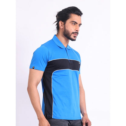 PKRKART Men's Casual Cotton Printed Polo Neck Half Sleeve T-Shirt (Inkblue)