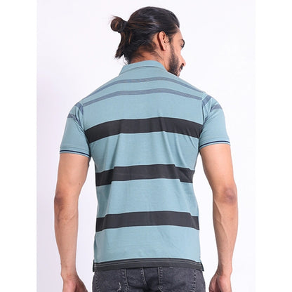 PKRKART Men's Casual Cotton Printed Polo Neck Half Sleeve T-Shirt (Green)