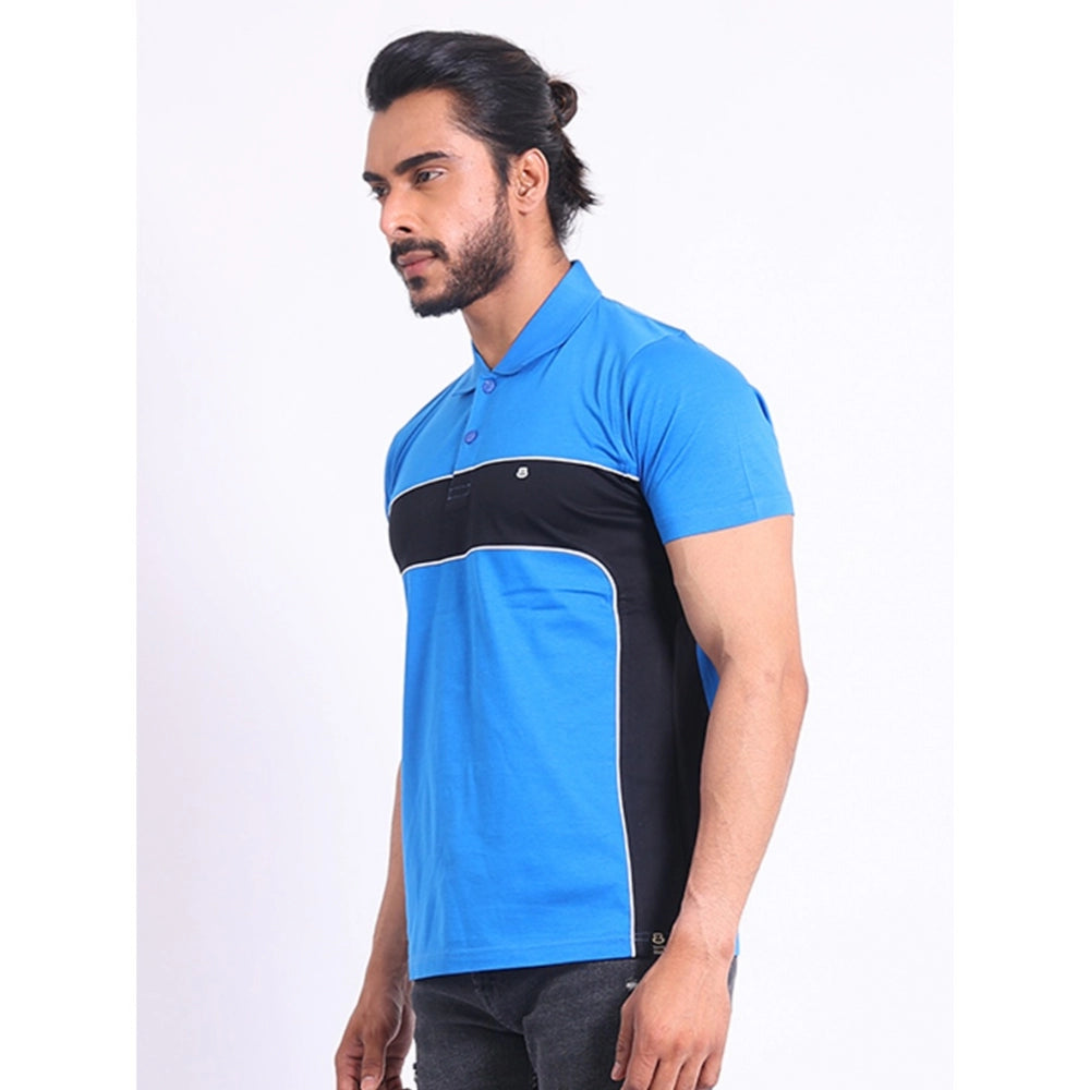 PKRKART Men's Casual Cotton Printed Polo Neck Half Sleeve T-Shirt (Inkblue)