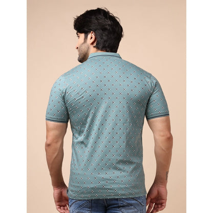 PKRKART Men's Casual Cotton Printed Polo Neck Half Sleeve T-Shirt (Grey)