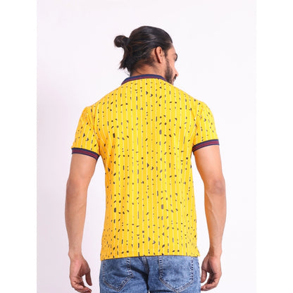 PKRKART Men's Casual Cotton Printed Polo Neck Half Sleeve T-Shirt (Turmeric)
