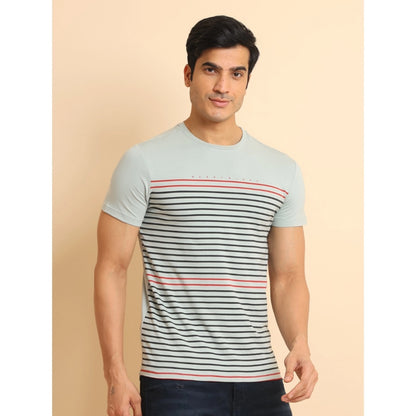 PKRKART Men's Casual Cotton Printed Round Neck Half Sleeve T-Shirt (Grey)