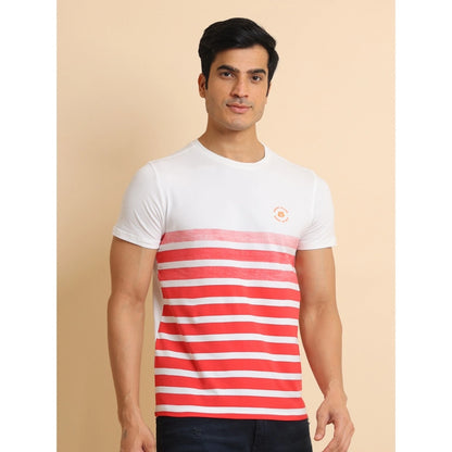 PKRKART Men's Casual Cotton Printed Round Neck Half Sleeve T-Shirt (Red)