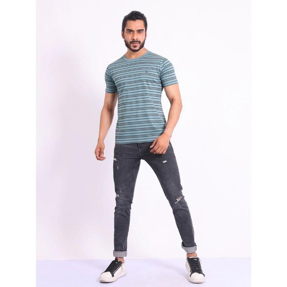 PKRKART Men's Casual Cotton Printed Round Neck Half Sleeve T-Shirt (Gery)