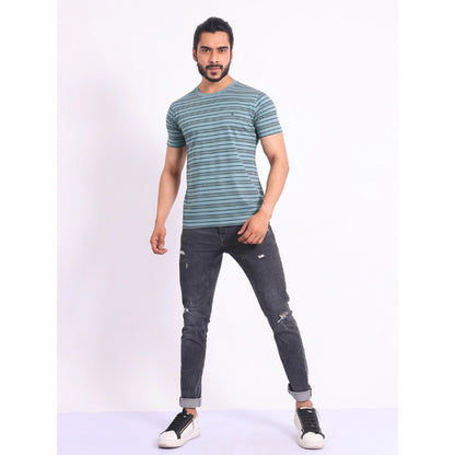 PKRKART Men's Casual Cotton Printed Round Neck Half Sleeve T-Shirt (Gery)