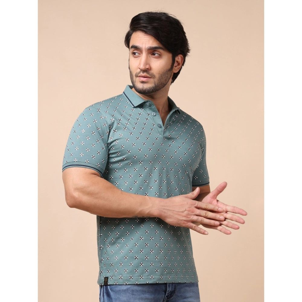 PKRKART Men's Casual Cotton Printed Polo Neck Half Sleeve T-Shirt (Grey)